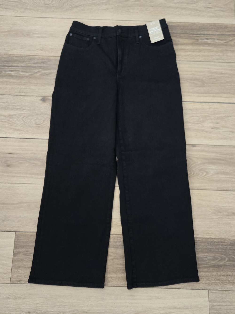 Madewell NWT Perfect Vintage Wide-Leg Jeans Black Womens Size 31 Magic Pockets
